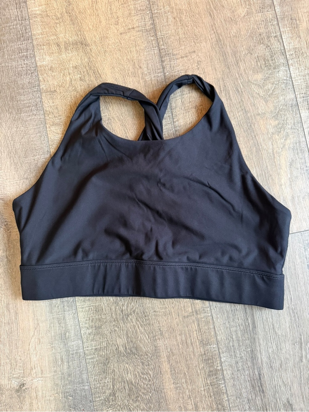 Fabletics Black High-Neck Twist-Back Sports Bra